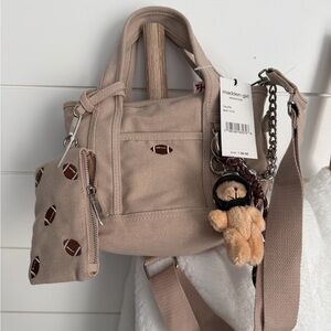 Madden Girl Beige Tote with Football Accents